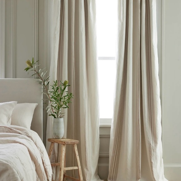 Quince Coastal Stripe Linen Cotton Curtain 48 x 96 - Picture 1 of 6